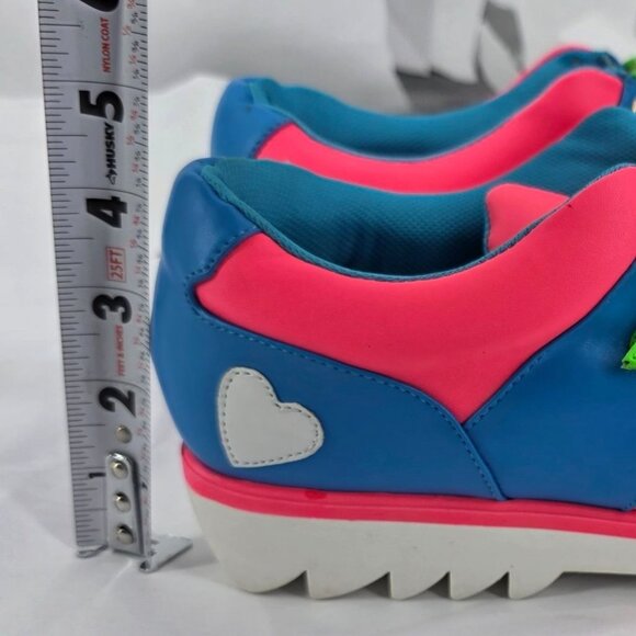 Privileged Shoes Womens 10 Shoes Neon Pink Blue Green Heart Platform Sneakers - Picture 7 of 16